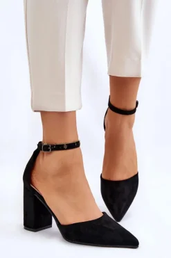 Sale Boto Zamszowe Czółenka Na Słupku Czarne Lexie