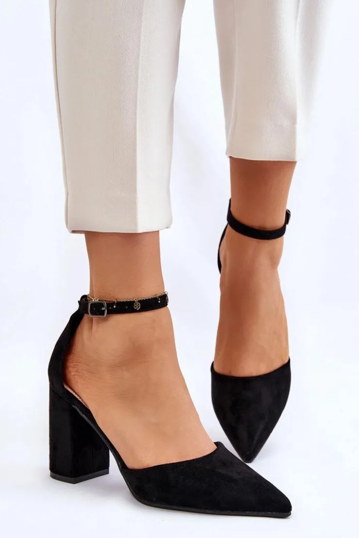 Sale Boto Zamszowe Czółenka Na Słupku Czarne Lexie