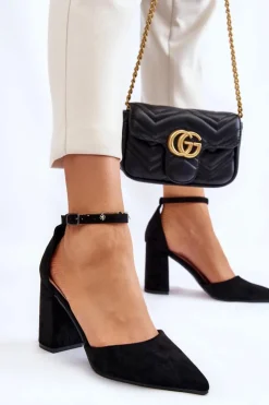 Sale Boto Zamszowe Czółenka Na Słupku Czarne Lexie