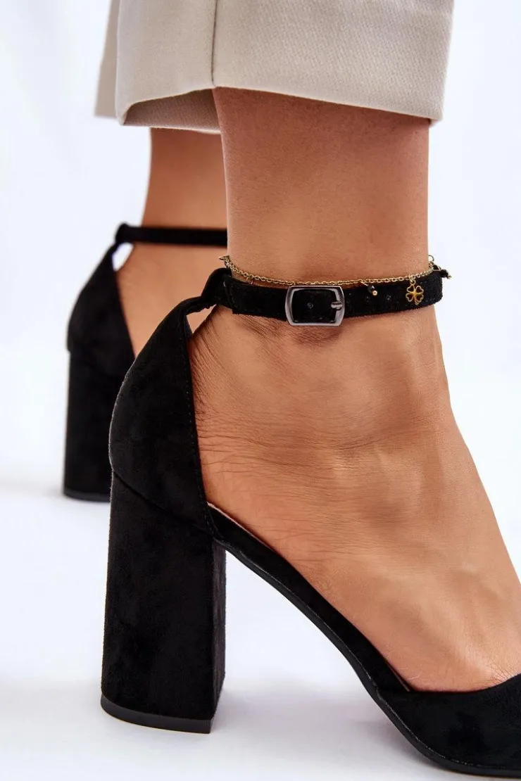 Sale Boto Zamszowe Czółenka Na Słupku Czarne Lexie