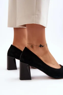 Damskie Buty damskie Vinceza Zamszowe Czółenka Na Słupku Czarne Alessyndra