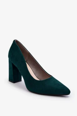 Damskie Buty Sergio Leone Zamszowe Czółenka Na Słupku Sergio Leone PB216 Zielone