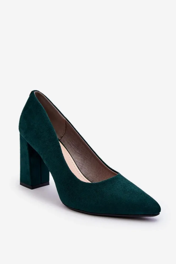 Damskie Buty Sergio Leone Zamszowe Czółenka Na Słupku Sergio Leone PB216 Zielone