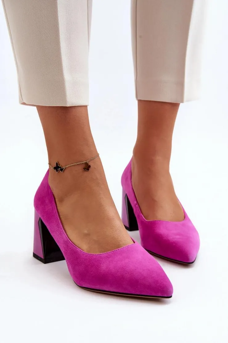 New Buty damskie Vinceza Zamszowe Czółenka Na Słupku Fuksja Alessyndra Różowy