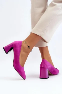 New Buty damskie Vinceza Zamszowe Czółenka Na Słupku Fuksja Alessyndra Różowy