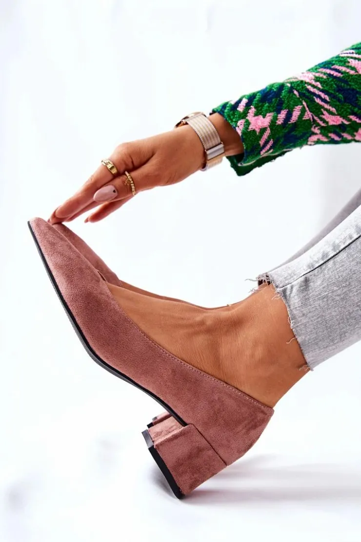 Hot Boto Zamszowe Czółenka Na Słupku Różowe Rossie