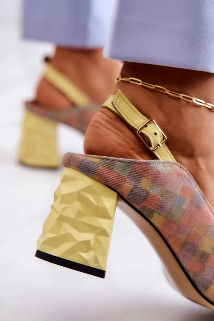 Damskie Maciejka Zamszowe Czółenka Na Słupku 05427-39 Multikolor