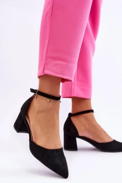 Discount Boto Zamszowe Czółenka Na Słupku Czarne Promise