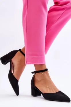 Discount Boto Zamszowe Czółenka Na Słupku Czarne Promise