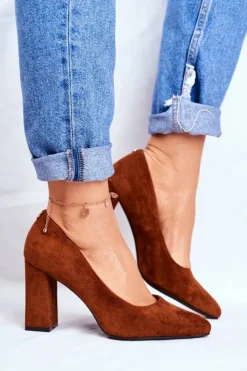 Buty Sergio Leone Czółenka Na Słupku*Zamszowe Czółenka Na Słupku Sergio Leone PB216 Camel