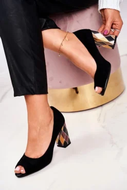 Clearance Buty Sergio Leone Zamszowe Czółenka Sergio Leone PB135 Czarne