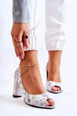 Boto Zamszowe Czółenka W Kwiaty Beżowe Kellany