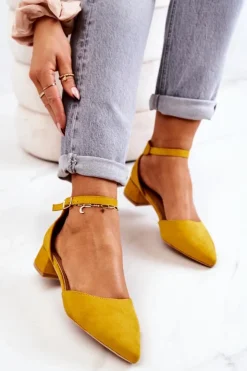 Online Boto Zamszowe Czółenka W Szpic Żółte Calliope