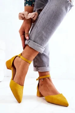 Online Boto Zamszowe Czółenka W Szpic Żółte Calliope