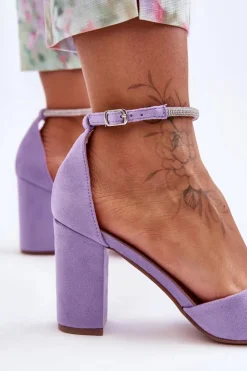 Online Boto Zamszowe Czółenka Z Cyrkoniami Fioletowe Diamond