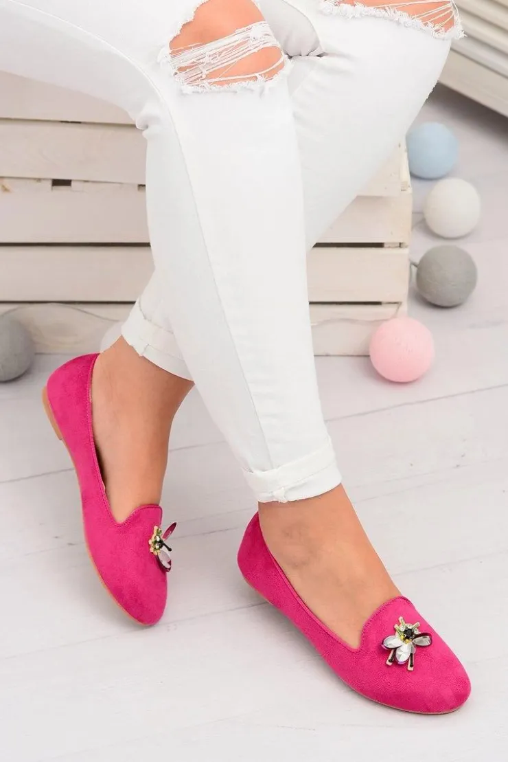 Discount Boto Zamszowe Damskie Balerinki Lordsy Fuksja Veni