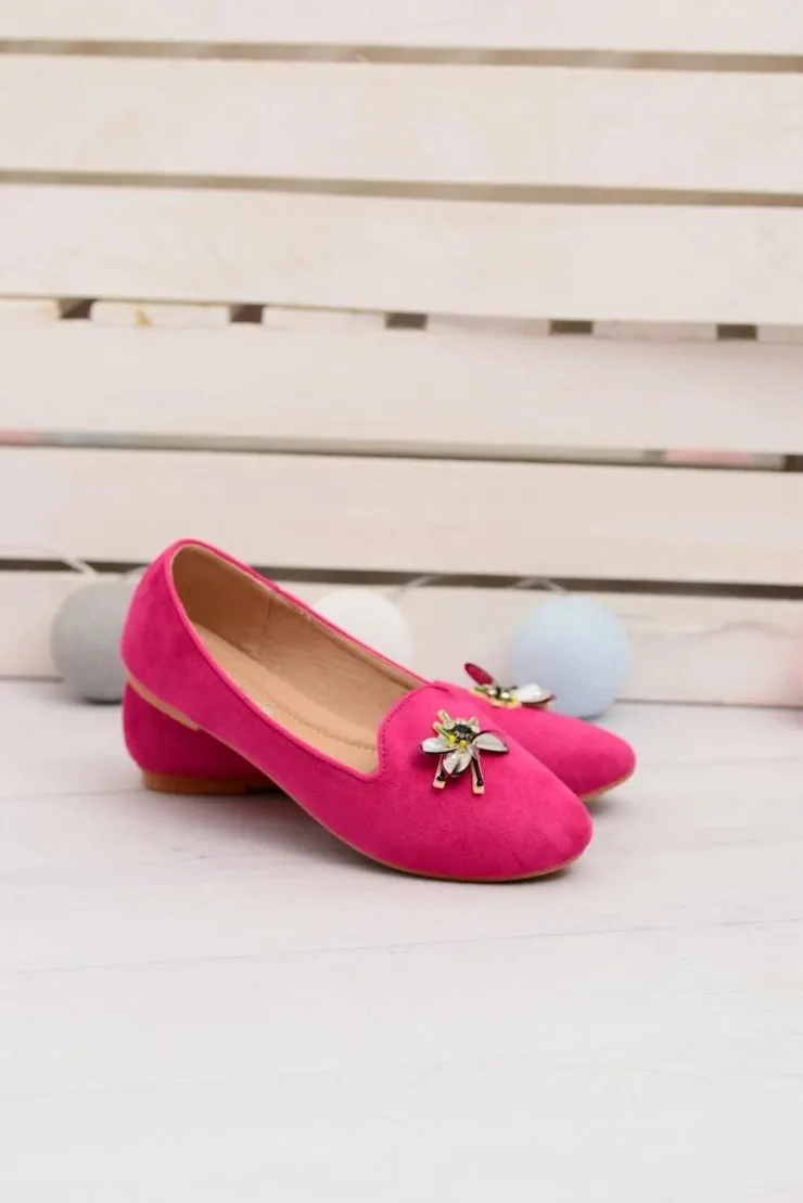 Discount Boto Zamszowe Damskie Balerinki Lordsy Fuksja Veni