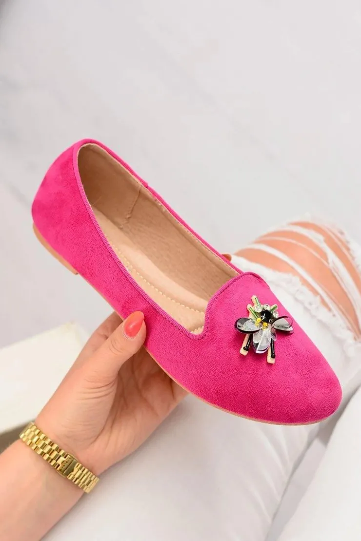 Discount Boto Zamszowe Damskie Balerinki Lordsy Fuksja Veni