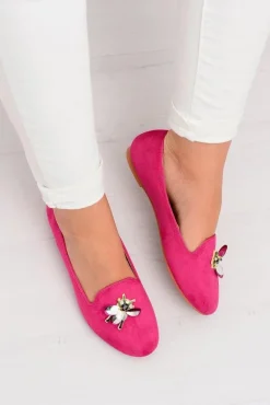 Discount Boto Zamszowe Damskie Balerinki Lordsy Fuksja Veni