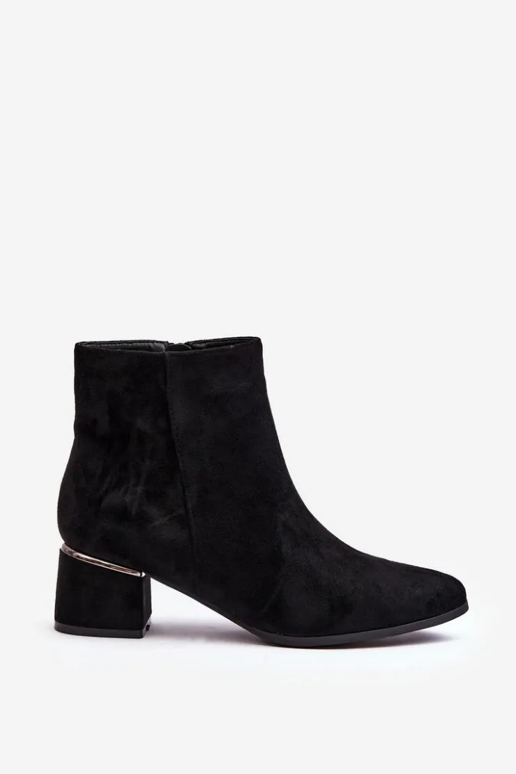 Damskie Evento Zamszowe Damskie Botki Na Obcasie Czarne Mebassa