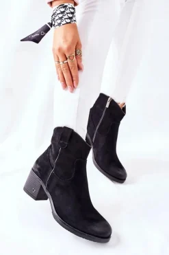 Buty damskie Vinceza Botki Na Słupku|Czarne Botki*Zamszowe Damskie Botki Ocieplane Czarne Hillbrook