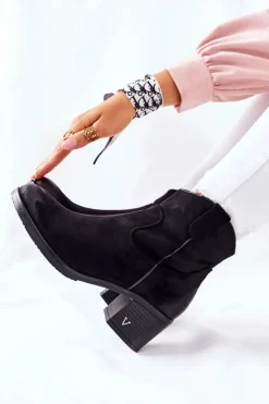 Buty damskie Vinceza Botki Na Słupku|Czarne Botki*Zamszowe Damskie Botki Ocieplane Czarne Hillbrook