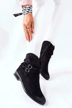 Outlet Buty damskie Vinceza Zamszowe Damskie Botki Ocieplane Czarne Castlerock