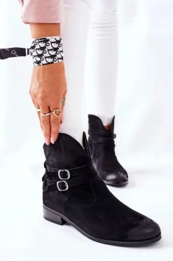 Outlet Buty damskie Vinceza Zamszowe Damskie Botki Ocieplane Czarne Castlerock