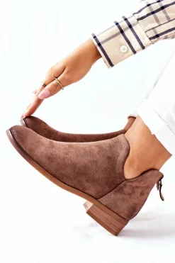 Buty damskie Vinceza Zamszowe Damskie Botki Ocieplane Beżowe Joaliene