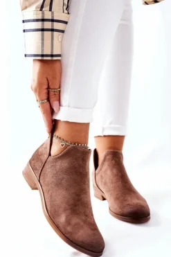 Buty damskie Vinceza Zamszowe Damskie Botki Ocieplane Beżowe Joaliene