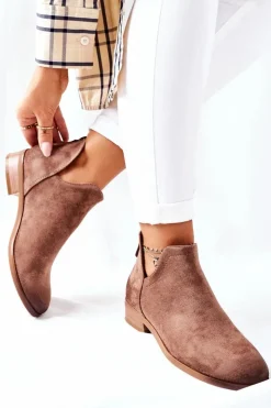 Buty damskie Vinceza Zamszowe Damskie Botki Ocieplane Beżowe Joaliene