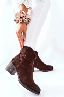 Sale Buty damskie Vinceza Zamszowe Damskie Botki Ocieplane Brązowe Hillbrook