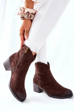 Sale Buty damskie Vinceza Zamszowe Damskie Botki Ocieplane Brązowe Hillbrook