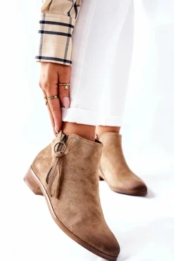 New Buty damskie Vinceza Zamszowe Damskie Botki Ocieplane Beżowe Janice