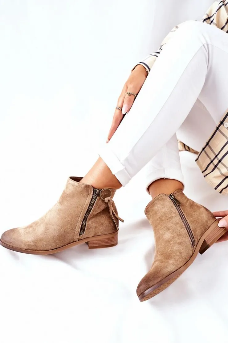 New Buty damskie Vinceza Zamszowe Damskie Botki Ocieplane Beżowe Janice