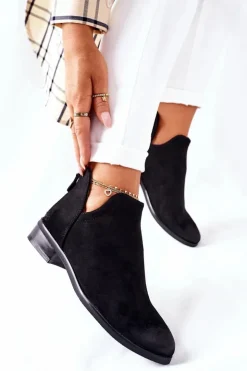 Damskie Buty damskie Vinceza Zamszowe Damskie Botki Ocieplane Czarne Joaliene