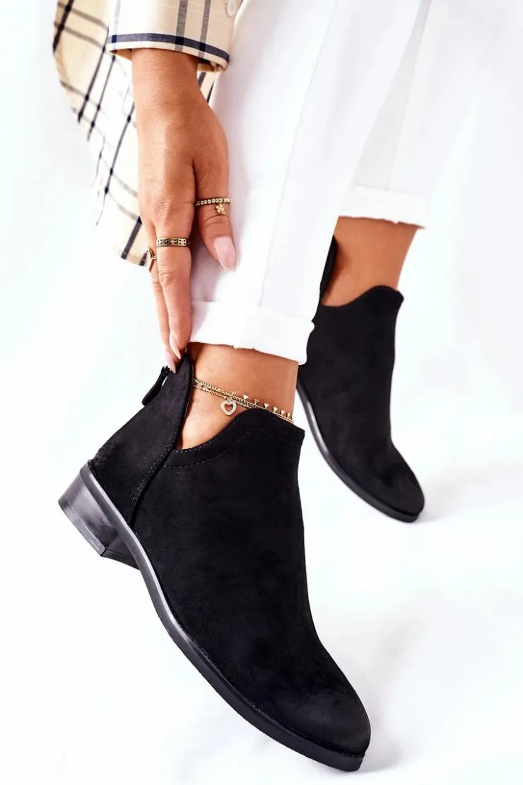 Damskie Buty damskie Vinceza Zamszowe Damskie Botki Ocieplane Czarne Joaliene