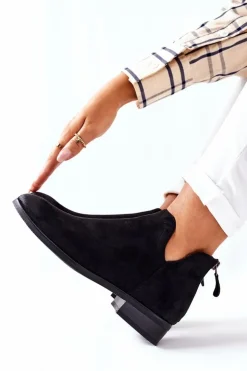 Damskie Buty damskie Vinceza Zamszowe Damskie Botki Ocieplane Czarne Joaliene