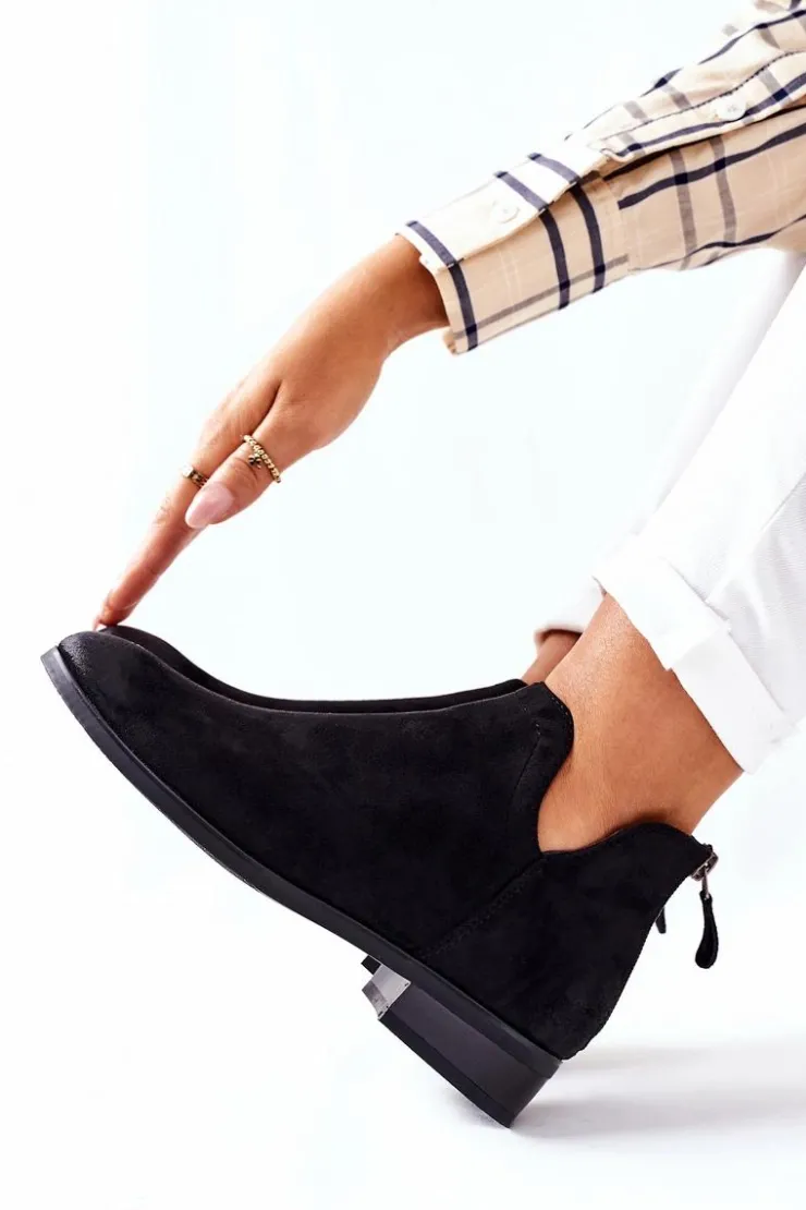 Damskie Buty damskie Vinceza Zamszowe Damskie Botki Ocieplane Czarne Joaliene