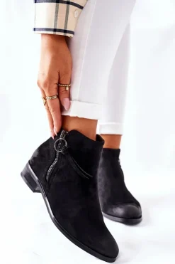 Buty damskie Vinceza Czarne Botki|Botki Zimowe Damskie*Zamszowe Damskie Botki Ocieplane Czarne Janice