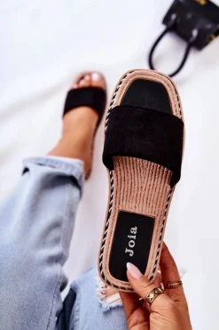 Damskie Boto Zamszowe Damskie Klapki Czarne Sunset