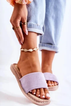 Damskie Boto Zamszowe Damskie Klapki Fioletowe Sunset