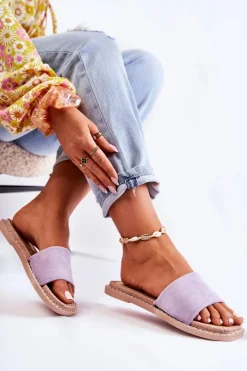 Damskie Boto Zamszowe Damskie Klapki Fioletowe Sunset