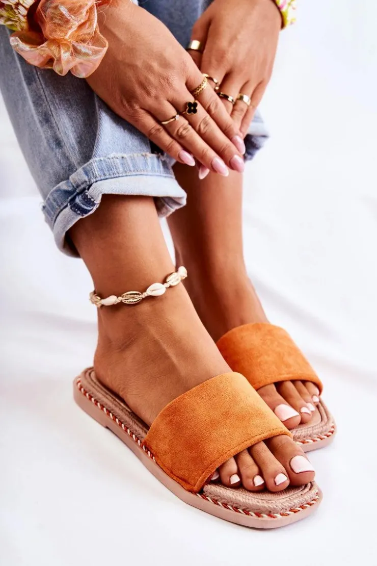 Boto Klapki Damskie Klasyczne*Zamszowe Damskie Klapki Pomarańczowe Sunset