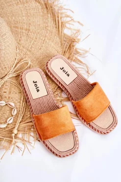 Boto Klapki Damskie Klasyczne*Zamszowe Damskie Klapki Pomarańczowe Sunset