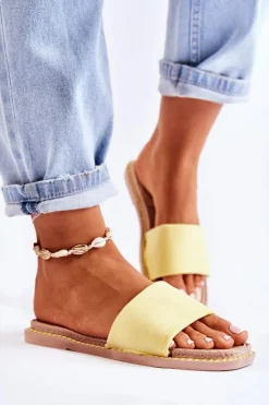 Discount Boto Zamszowe Damskie Klapki Żółte Sunset