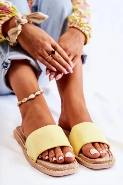 Discount Boto Zamszowe Damskie Klapki Żółte Sunset