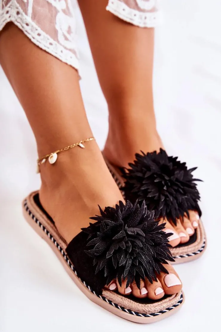 Best Boto Zamszowe Damskie Klapki Z Ozdobą Czarne Giorgia