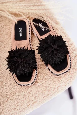 Best Boto Zamszowe Damskie Klapki Z Ozdobą Czarne Giorgia