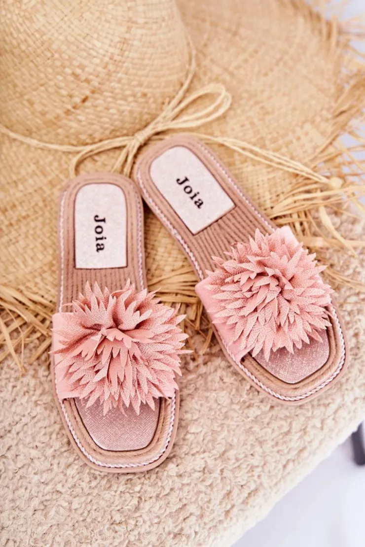 Hot Boto Zamszowe Damskie Klapki Z Ozdobą Różowe Giorgia